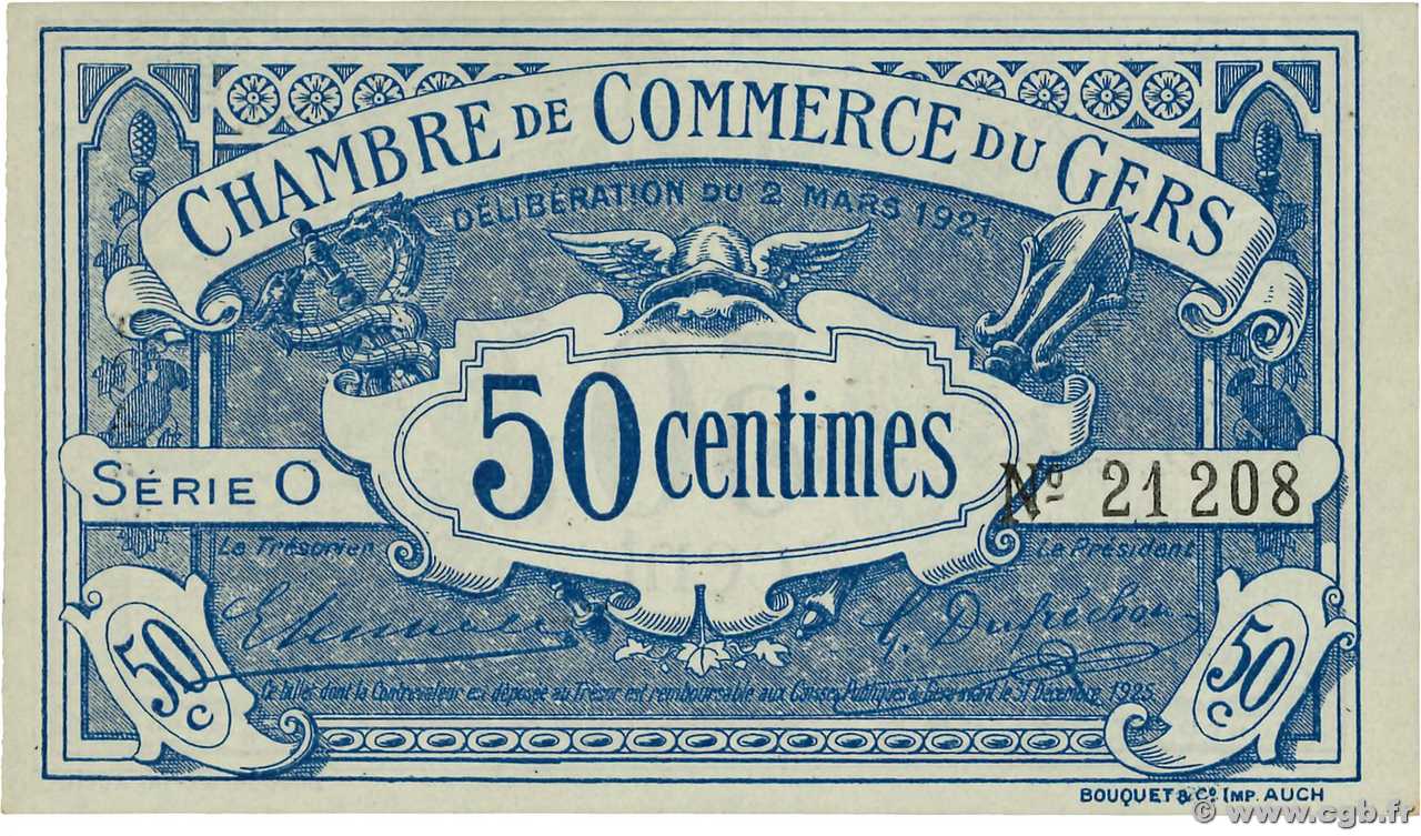 50 Centimes FRANCE regionalismo y varios Auch 1921 JP.015.24 FDC