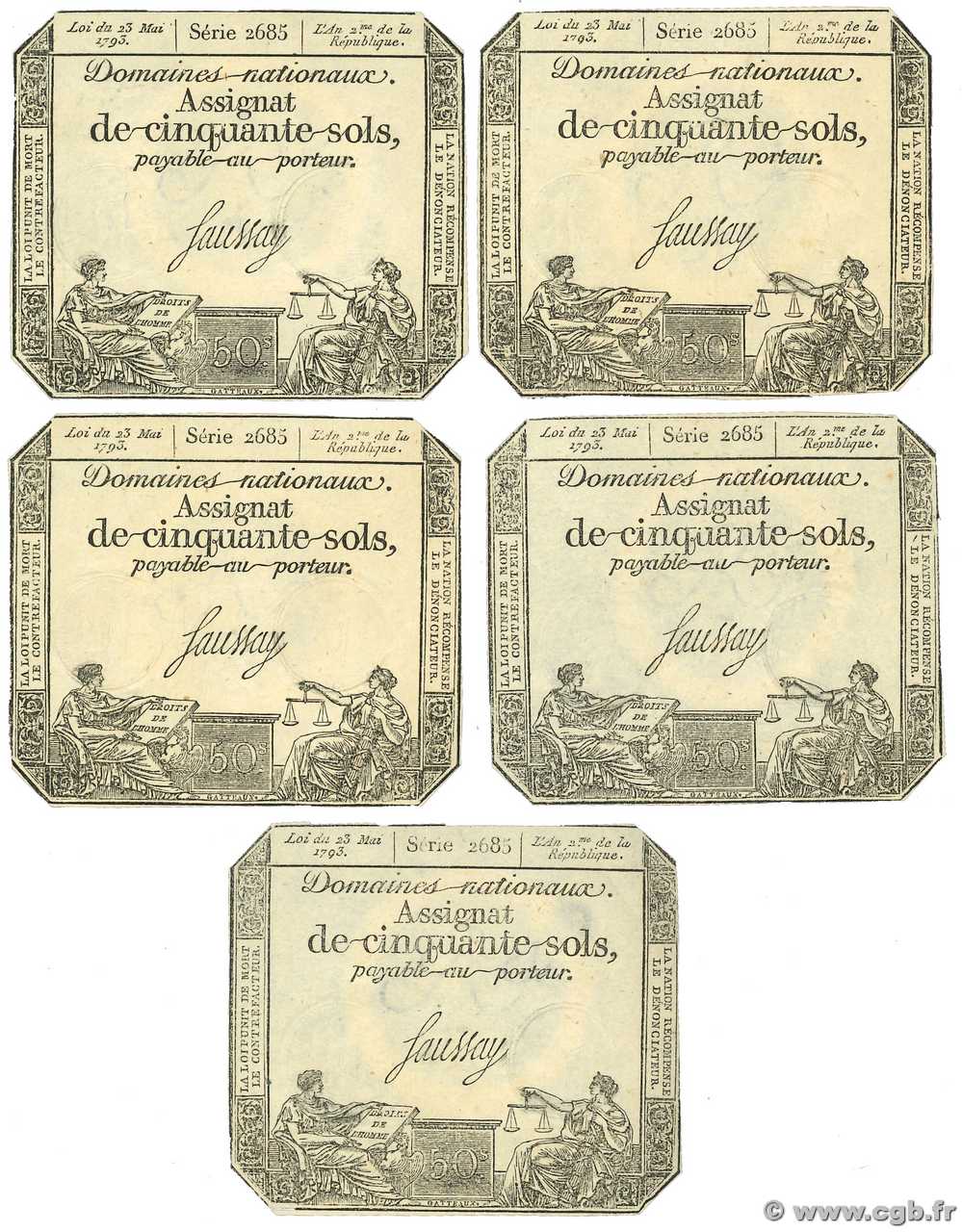 50 Sols Lot FRANCE  1793 Ass.42c XF