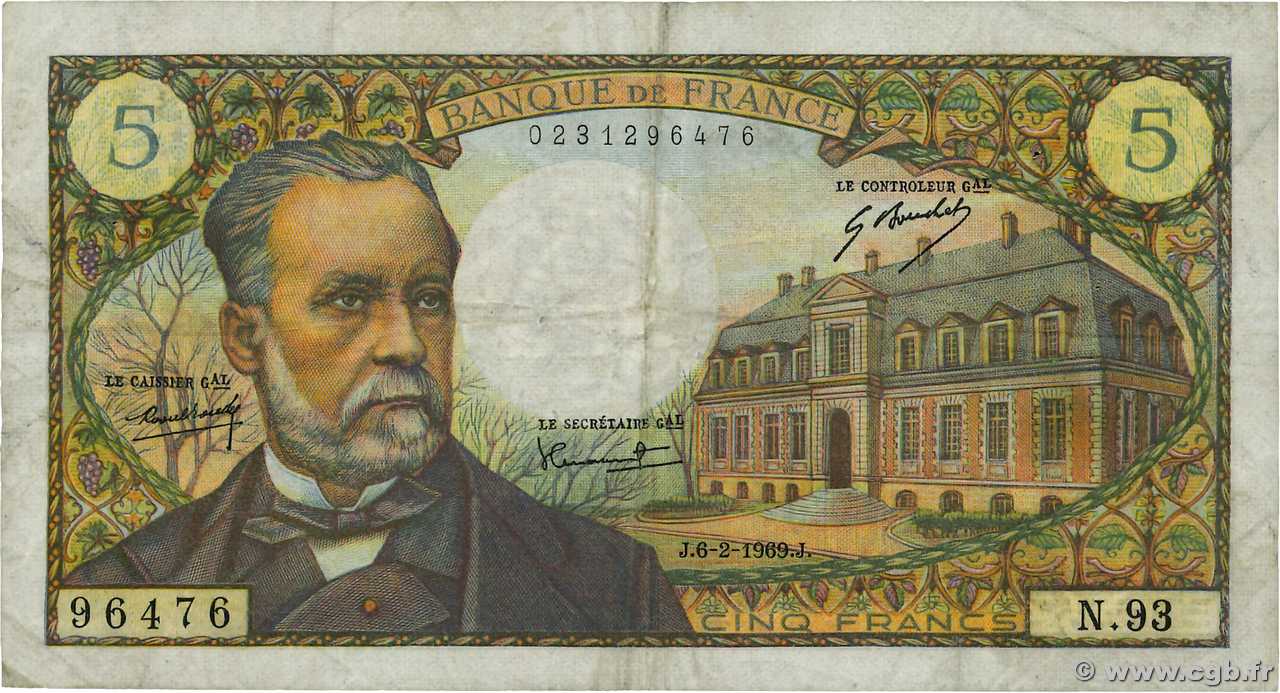 5 Francs PASTEUR FRANCE  1969 F.61.09 TB