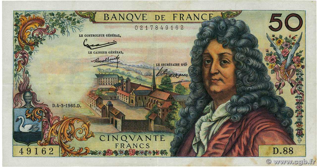 50 Francs RACINE FRANCE  1965 F.64.08 pr.TTB