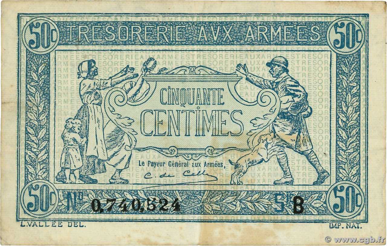 50 Centimes TRÉSORERIE AUX ARMÉES 1917 FRANCE  1917 VF.01.02 TB+