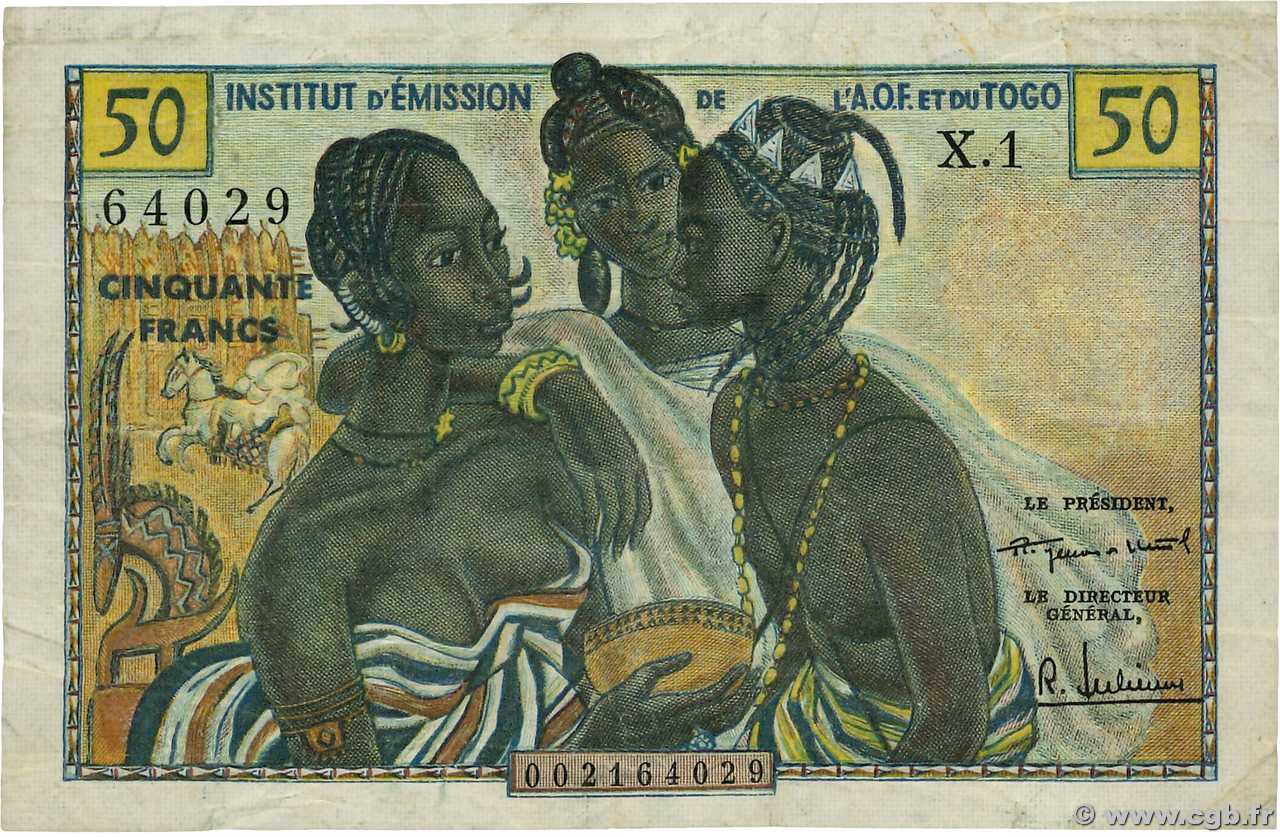 50 Francs AFRIQUE OCCIDENTALE FRANÇAISE (1895-1958)  1956 P.45 TB+