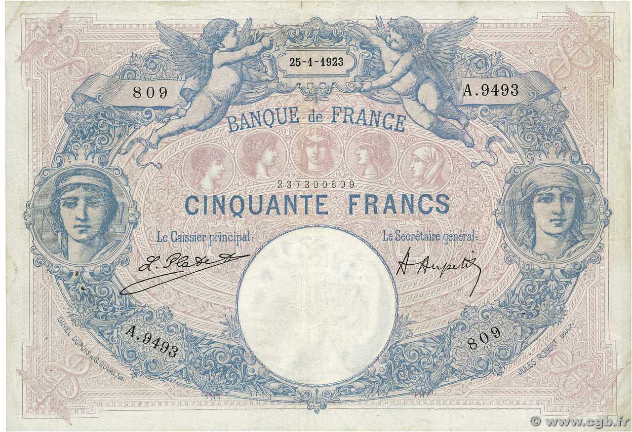 50 Francs BLEU ET ROSE FRANCE  1923 F.14.36 TB