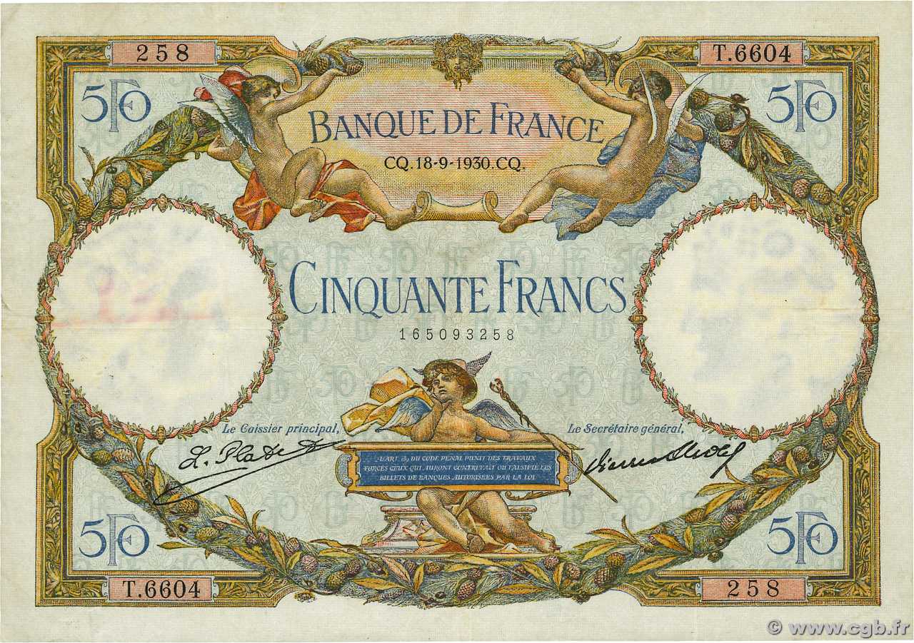 50 Francs LUC OLIVIER MERSON type modifié FRANCE  1930 F.16.01 TB+