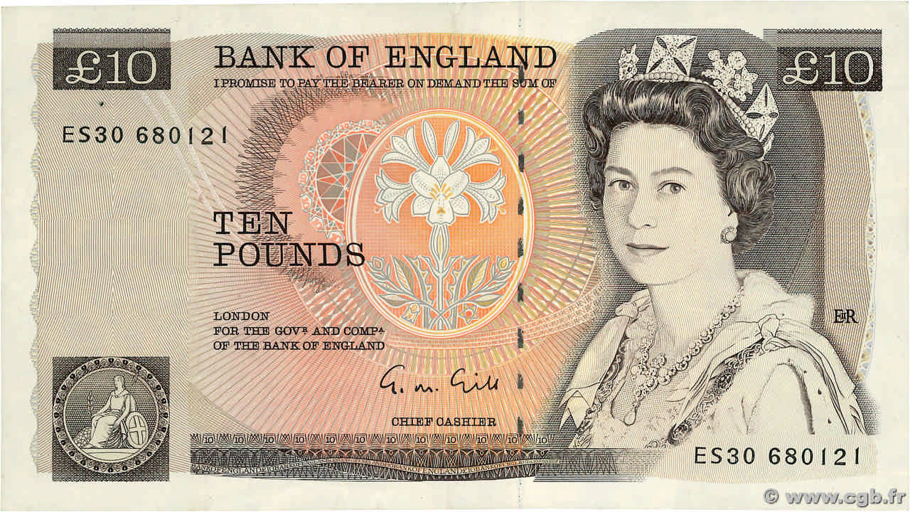 10 Pounds ENGLAND  1988 P.379e VF