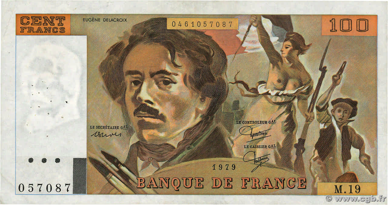 100 Francs DELACROIX modifié FRANCE  1979 F.69.03 TTB
