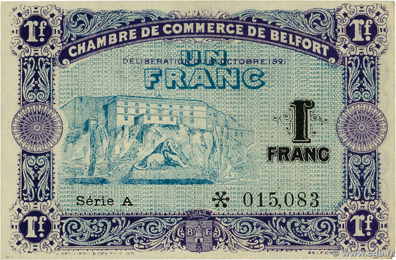 1 Franc FRANCE régionalisme et divers Belfort 1921 JP.023.60 pr.SPL