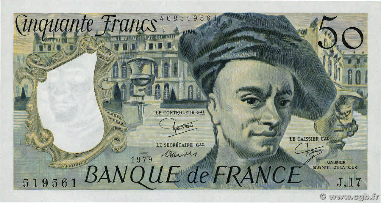 50 Francs QUENTIN DE LA TOUR FRANCE  1979 F.67.05 SPL+