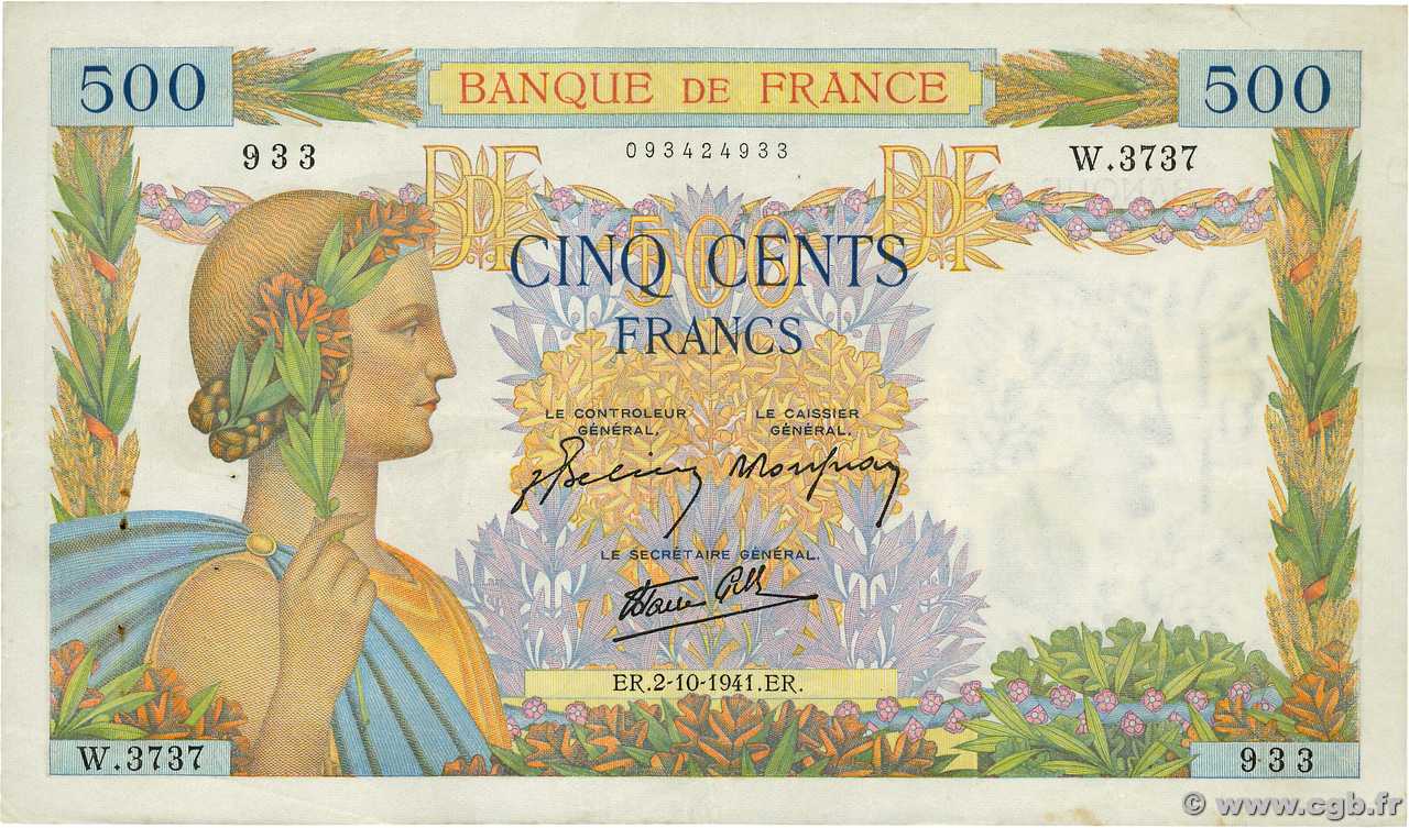 500 Francs LA PAIX FRANCE  1941 F.32.22 TTB