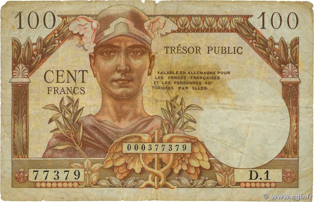 100 Francs TRÉSOR PUBLIC FRANCE  1955 VF.34.01 B