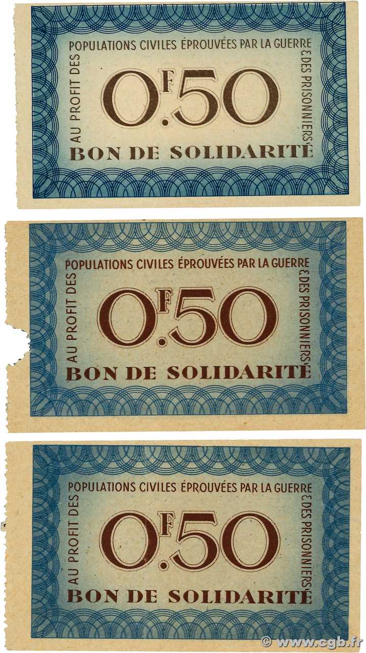 50 Centimes BON DE SOLIDARITÉ Lot FRANCE régionalisme et divers  1941 KL.01A et KL.01B SUP
