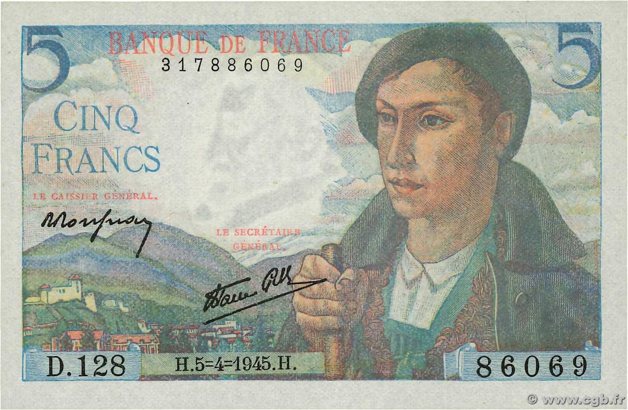 5 Francs BERGER FRANCE  1945 F.05.06 pr.NEUF