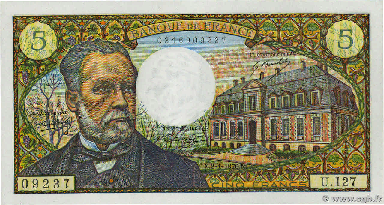 5 Francs PASTEUR FRANCE  1970 F.61.12 AU