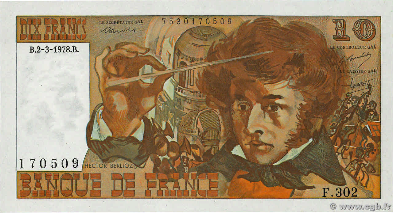 10 Francs BERLIOZ FRANKREICH  1978 F.63.23 fST+