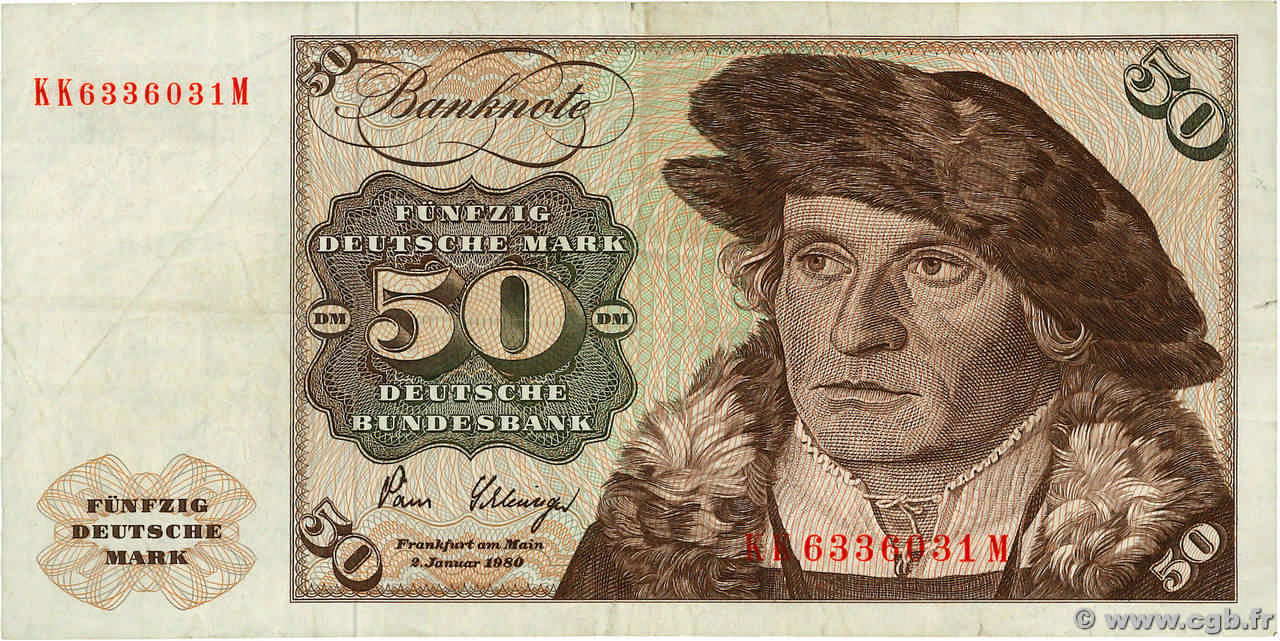 50 Deutsche Mark ALLEMAGNE FÉDÉRALE  1980 P.33d TB