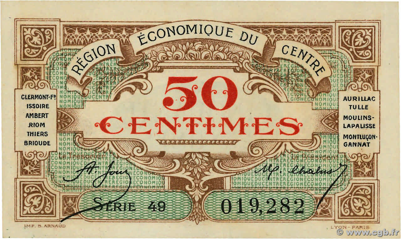 50 Centimes FRANCE régionalisme et divers Région Économique Du Centre 1918 JP.040.05 pr.NEUF