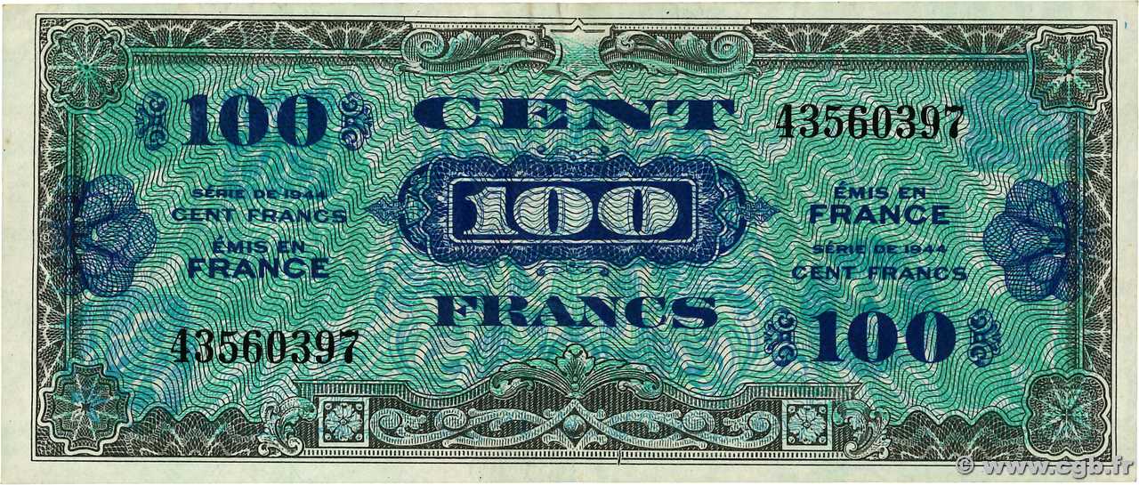 100 Francs DRAPEAU FRANCE  1944 VF.20.01 TTB