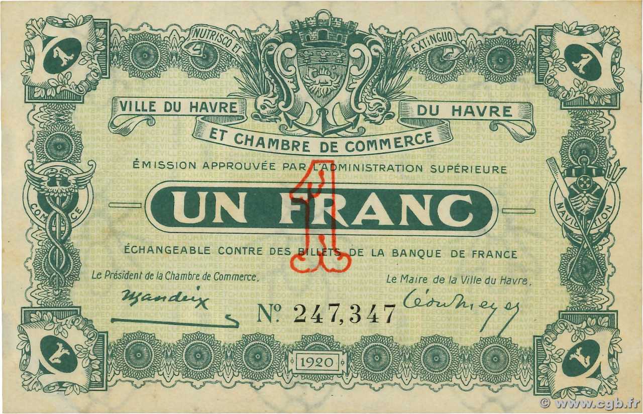 1 Franc FRANCE régionalisme et divers Le Havre 1920 JP.068.28 SUP+