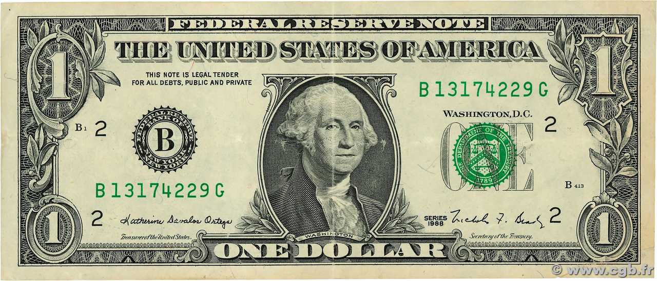 1 Dollar ÉTATS-UNIS D&nbsp;AMÉRIQUE New York 1988 P.480a TTB+