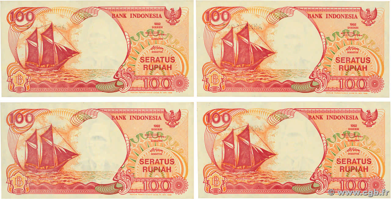 100 Rupiah Lot INDONESIA  1999 P.127g AU-