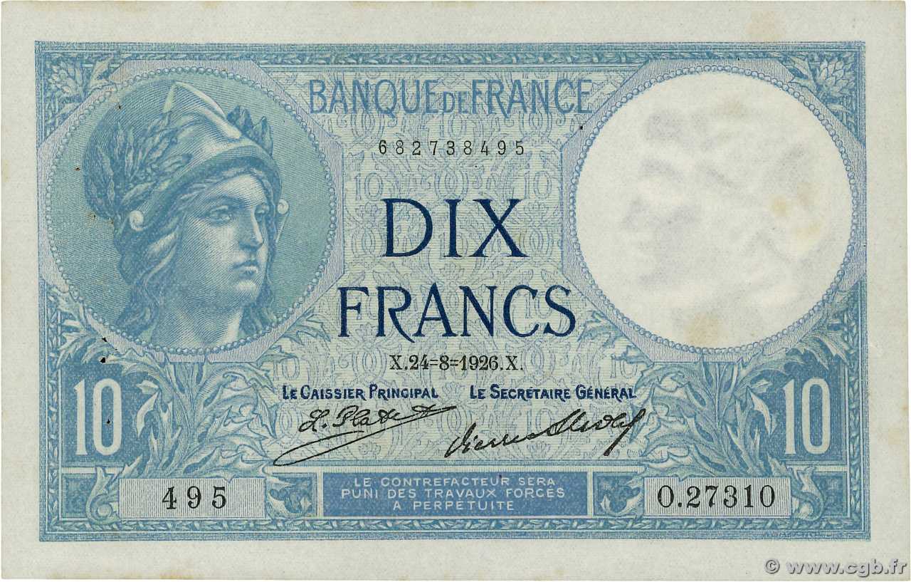 10 Francs MINERVE FRANCE  1926 F.06.11a TTB