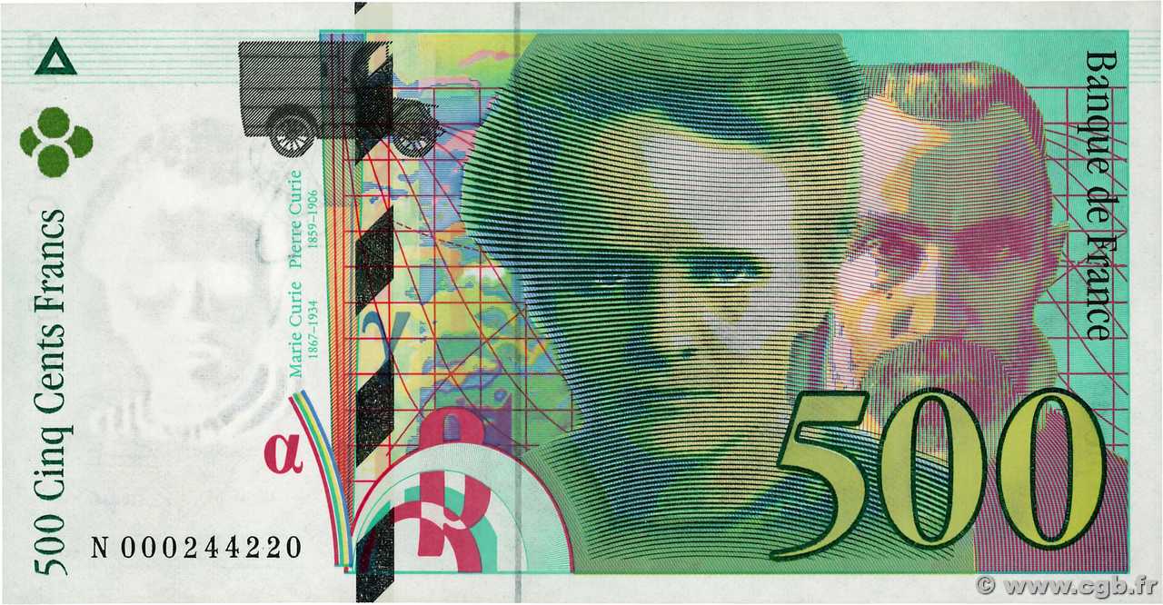 500 Francs PIERRE ET MARIE CURIE FRANCE  1994 F.76.01 SPL+
