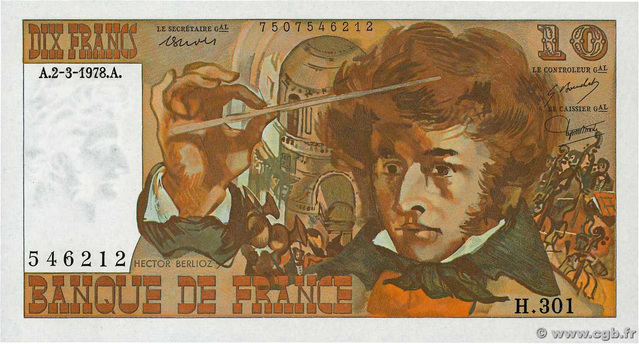 10 Francs BERLIOZ FRANCE  1978 F.63.23 UNC-