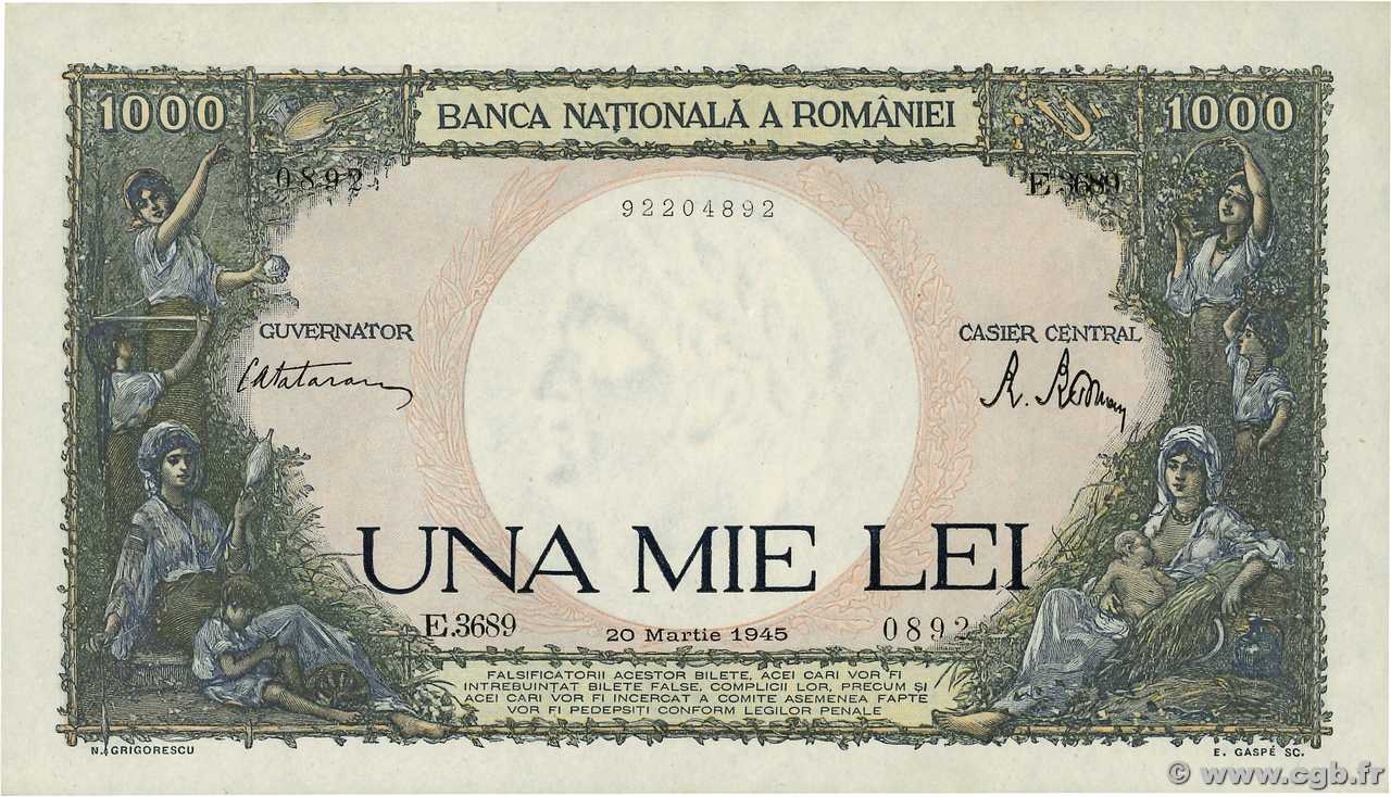 1000 Lei ROMANIA  1945 P.052a AU+