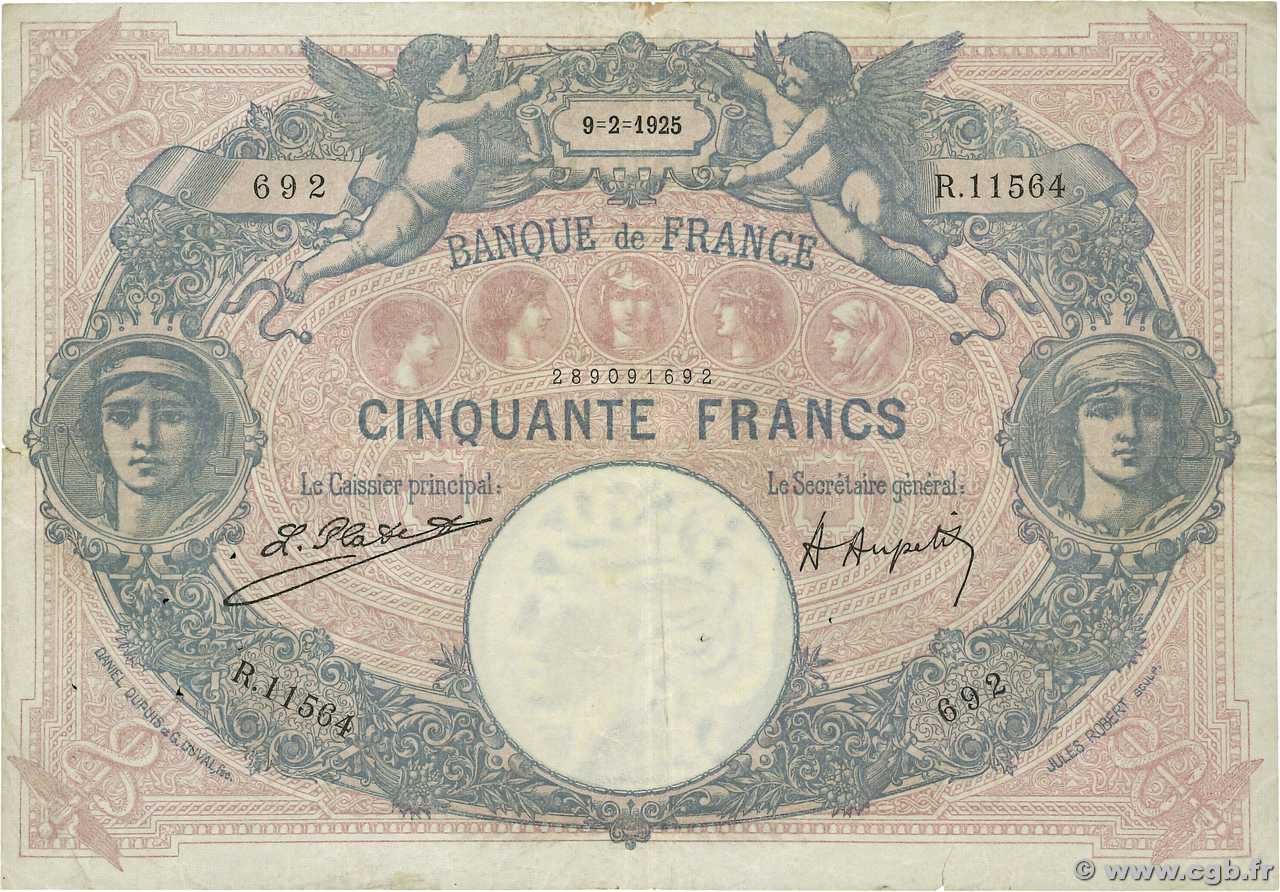 50 Francs BLEU ET ROSE FRANCE  1925 F.14.38 B+