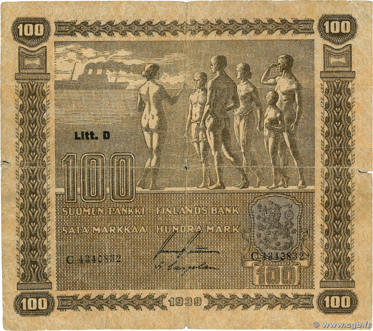 100 Markkaa FINLANDE  1939 P.073a B