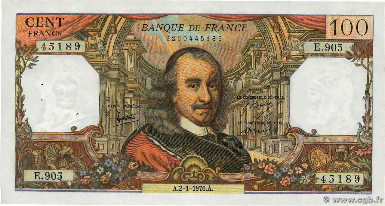 100 Francs CORNEILLE FRANCE  1976 F.65.51 SUP
