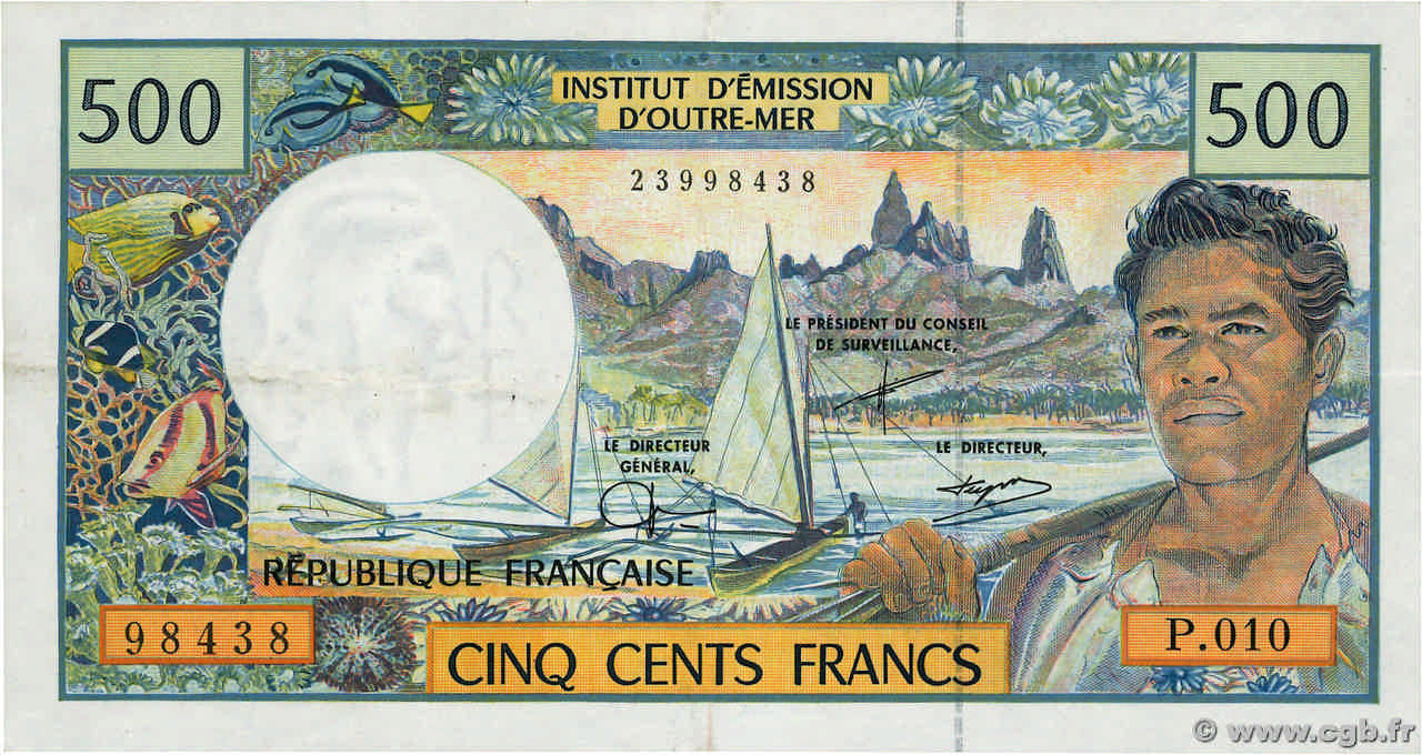500 Francs FRENCH PACIFIC TERRITORIES  1992 P.01d XF-