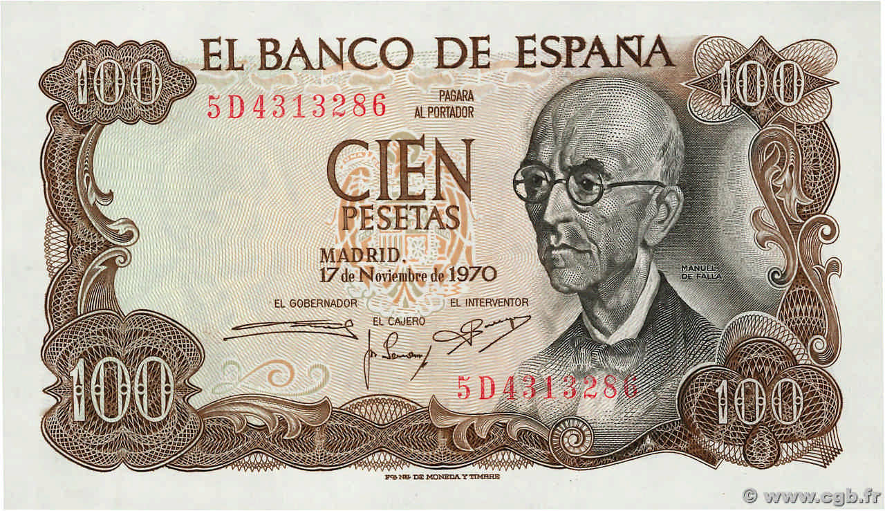 100 Pesetas ESPAGNE  1970 P.152a NEUF