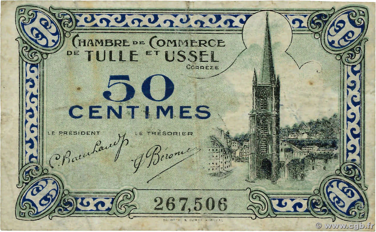50 Centimes FRANCE régionalisme et divers Tulle et Ussel 1918 JP.126.01 TB+