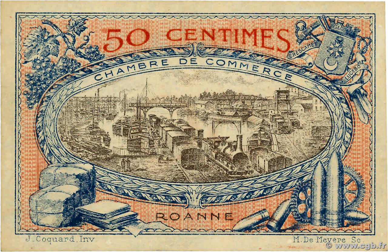 50 Centimes FRANCE régionalisme et divers Roanne 1917 JP.106.09 pr.NEUF