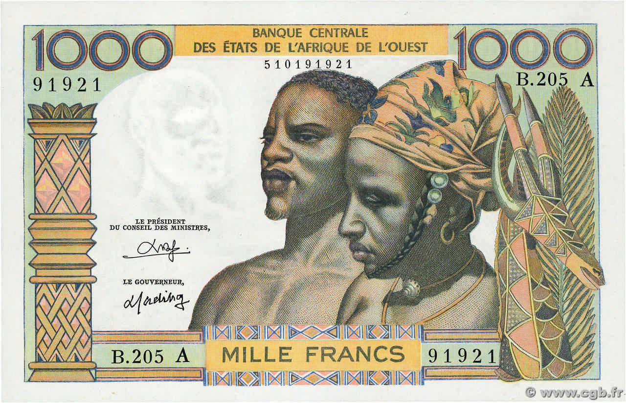 1000 Francs ÉTATS DE L AFRIQUE DE L OUEST  1980 P.103An NEUF