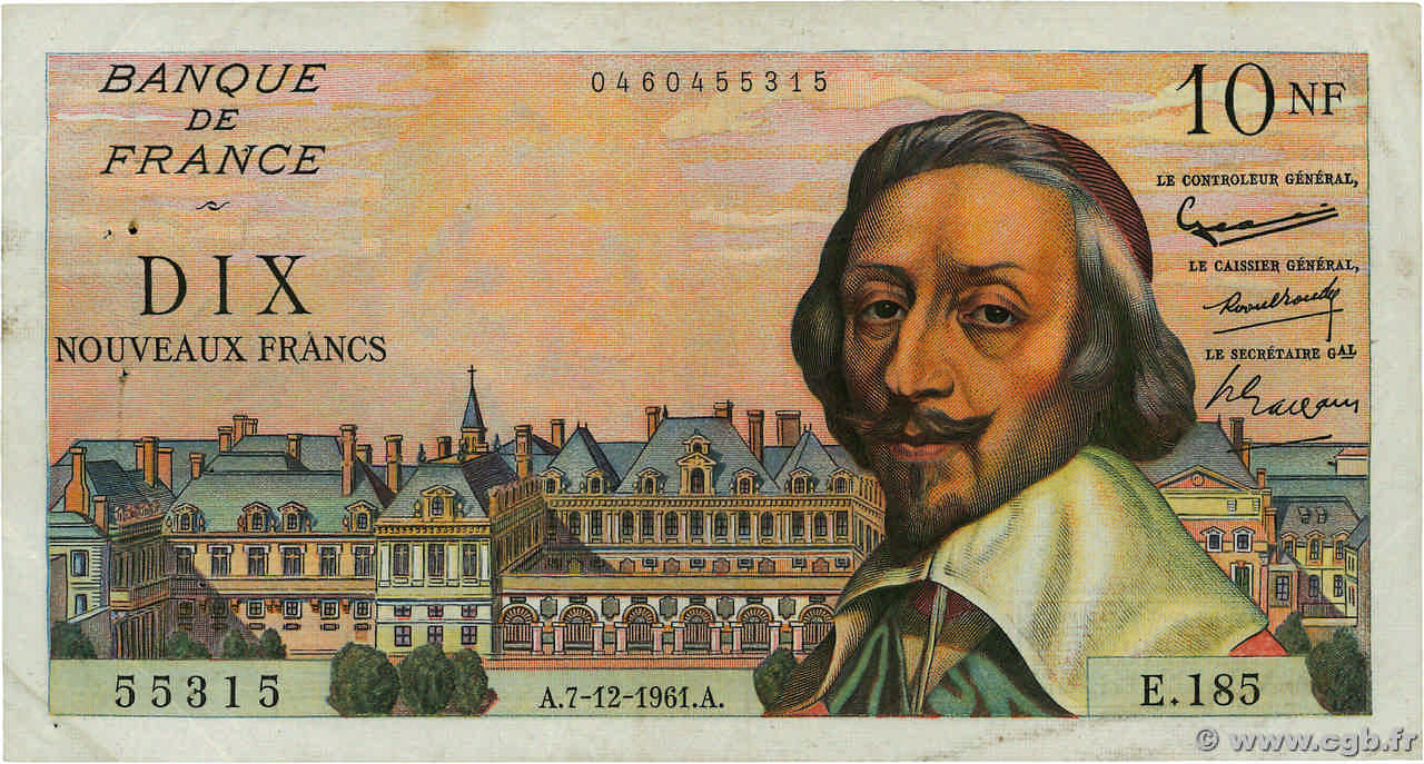 10 Nouveaux Francs RICHELIEU FRANCE  1961 F.57.16 TTB