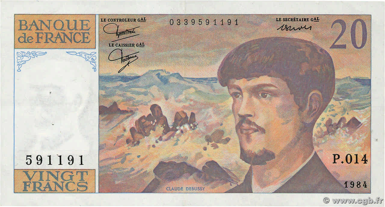 20 Francs DEBUSSY FRANCIA  1984 F.66.05 BB