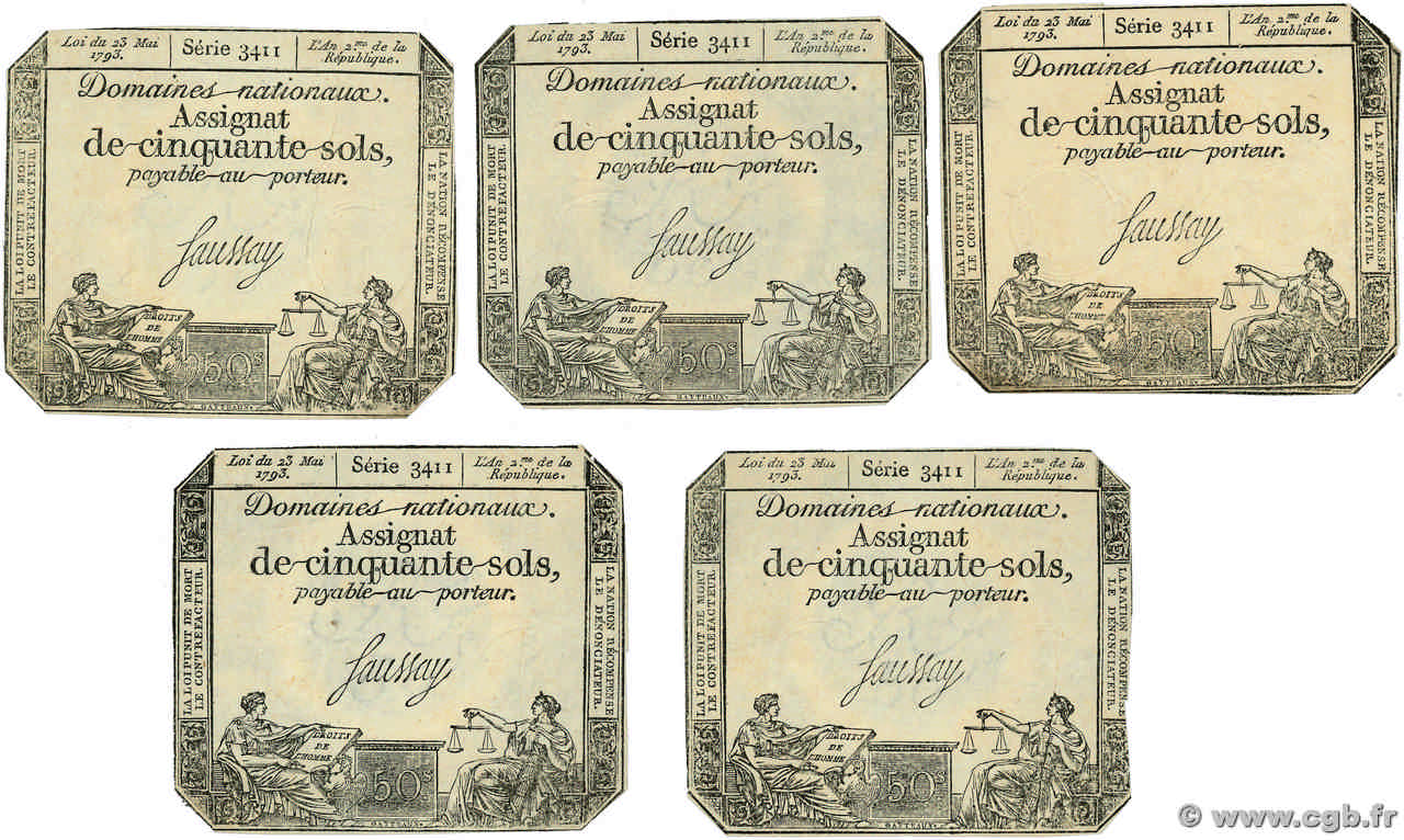 50 Sols Lot FRANCE  1793 Ass.42c SUP+