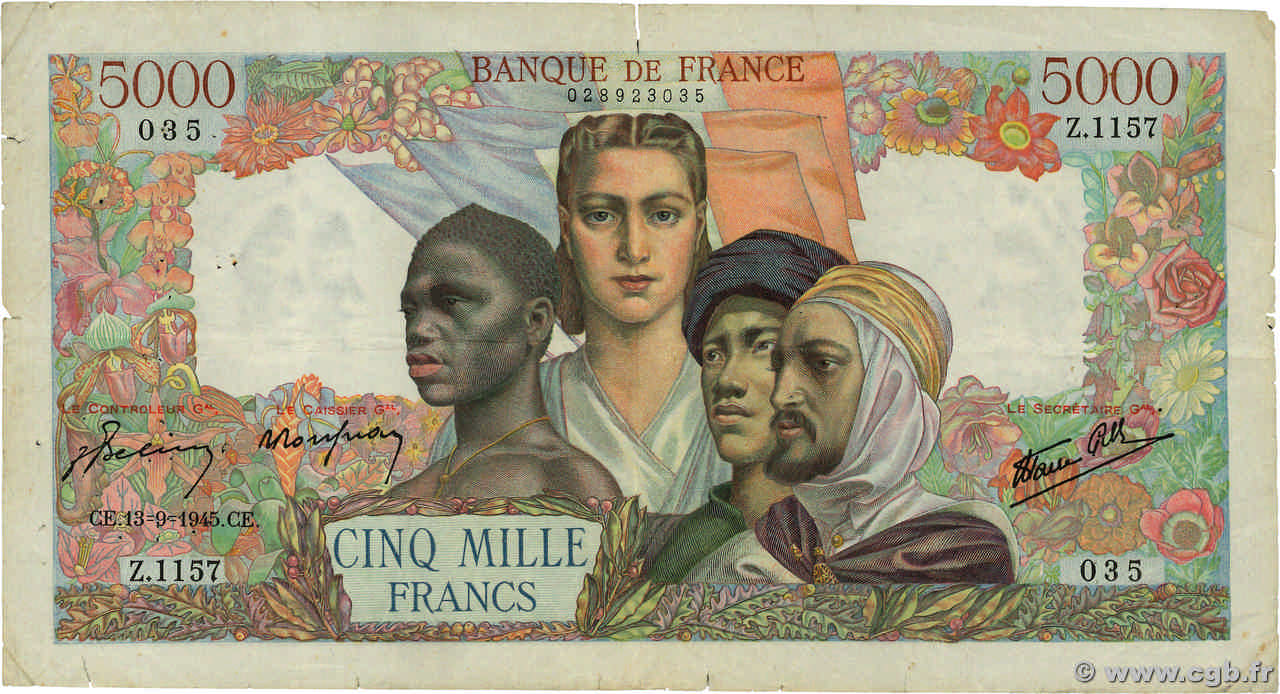 5000 Francs EMPIRE FRANÇAIS FRANCIA  1945 F.47.47 RC+