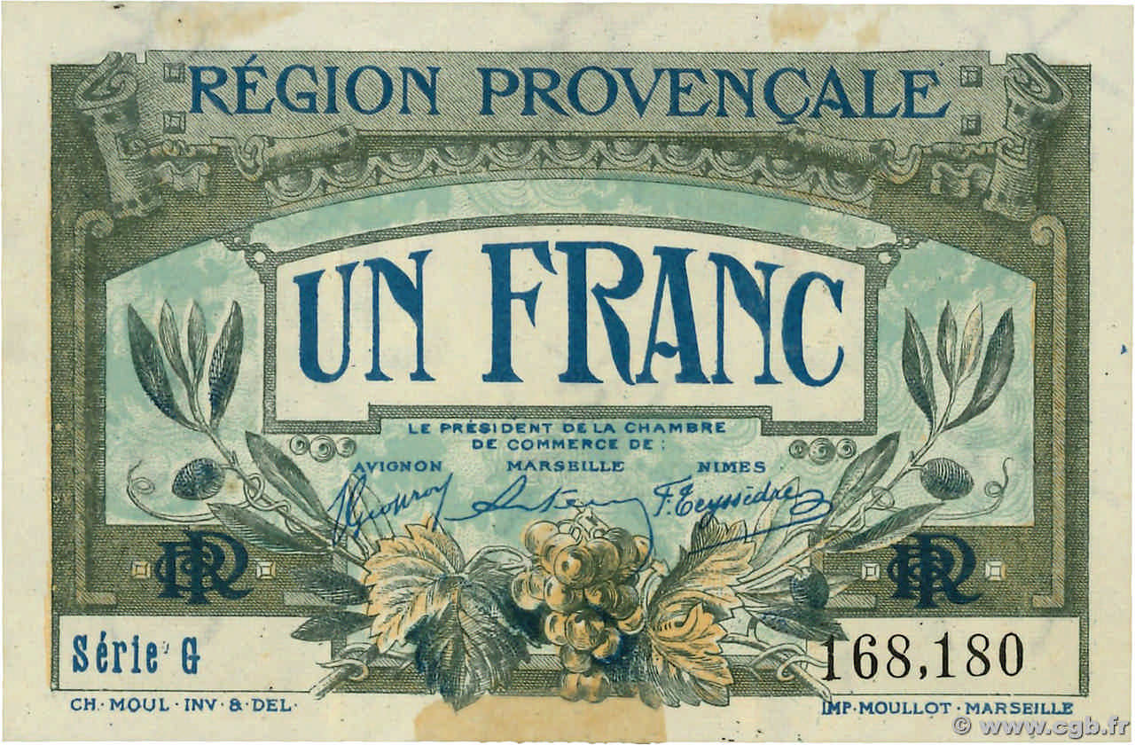 1 Franc FRANCE régionalisme et divers Alais, Arles, Avignon, Gap, Marseille, Nîmes, Toulon 1918 JP.102.04 pr.SPL