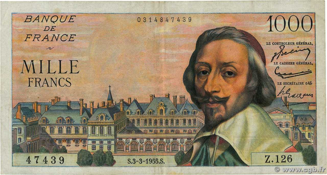 1000 Francs RICHELIEU FRANCE  1955 F.42.11 TB