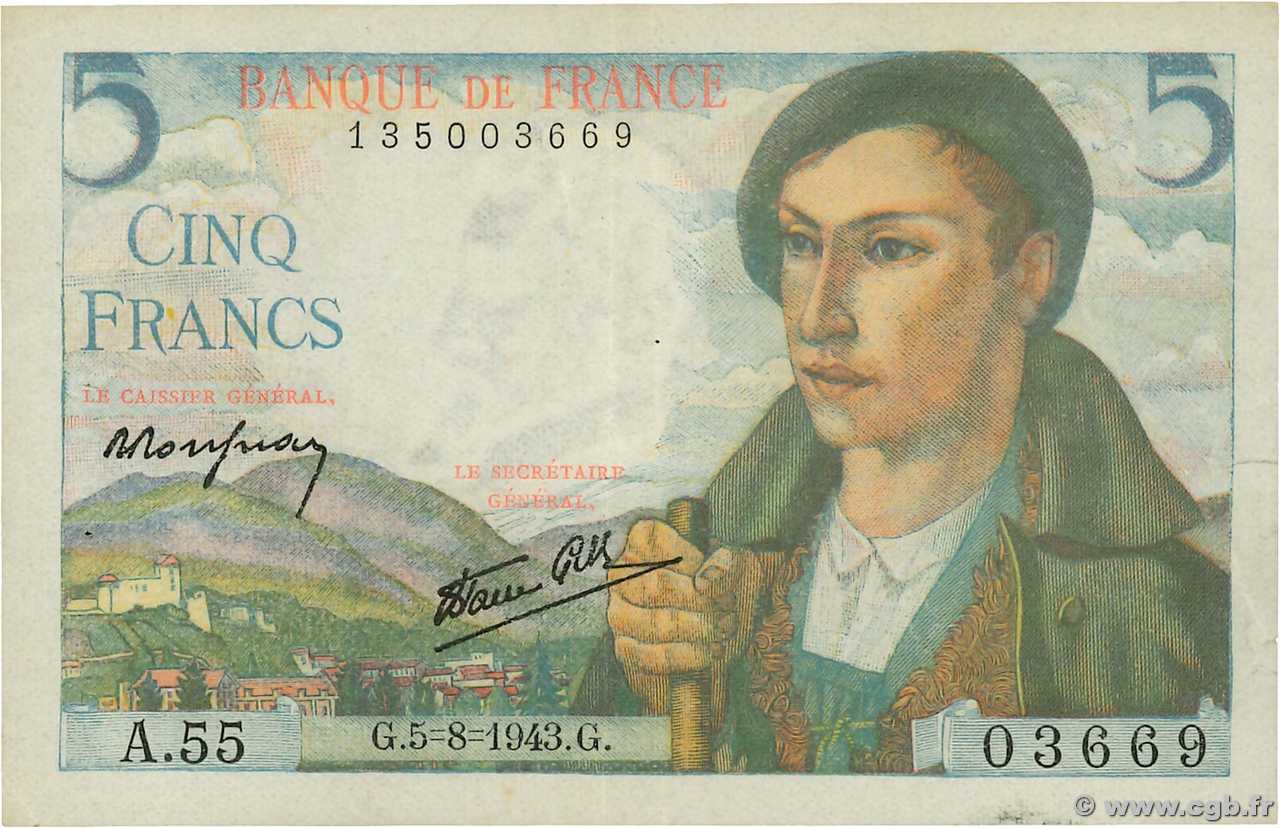 5 Francs BERGER FRANCE  1943 F.05.03 TTB