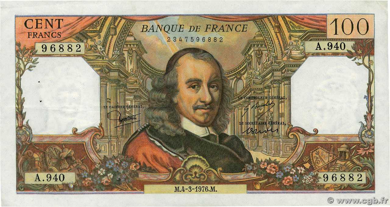 100 Francs CORNEILLE FRANCE  1976 F.65.52 TTB