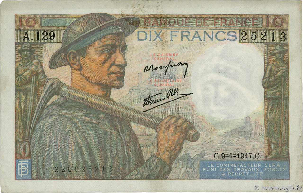 10 Francs MINEUR FRANCE  1947 F.08.17 TTB+