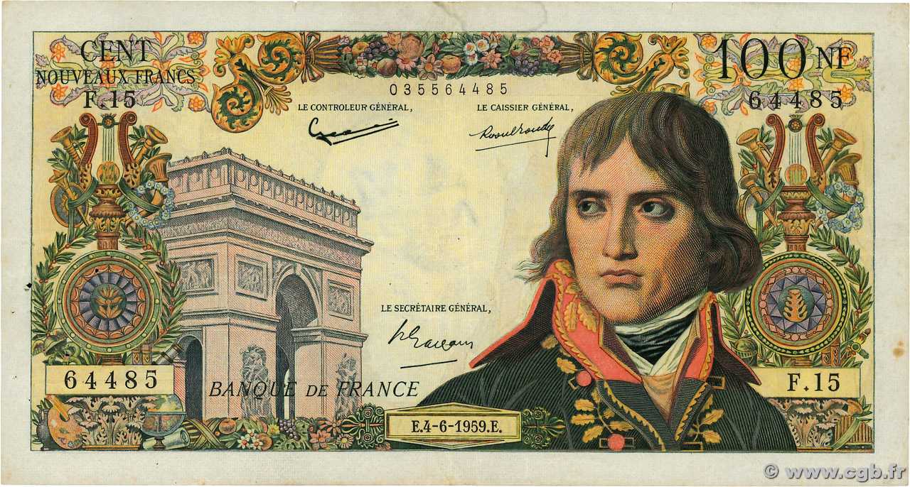 100 Nouveaux Francs BONAPARTE FRANCE  1959 F.59.02 TB+
