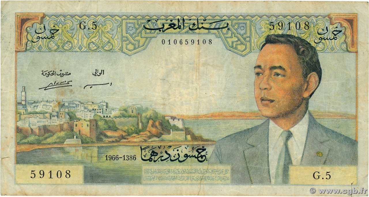 50 Dirhams MAROC  1966 P.55b pr.TB
