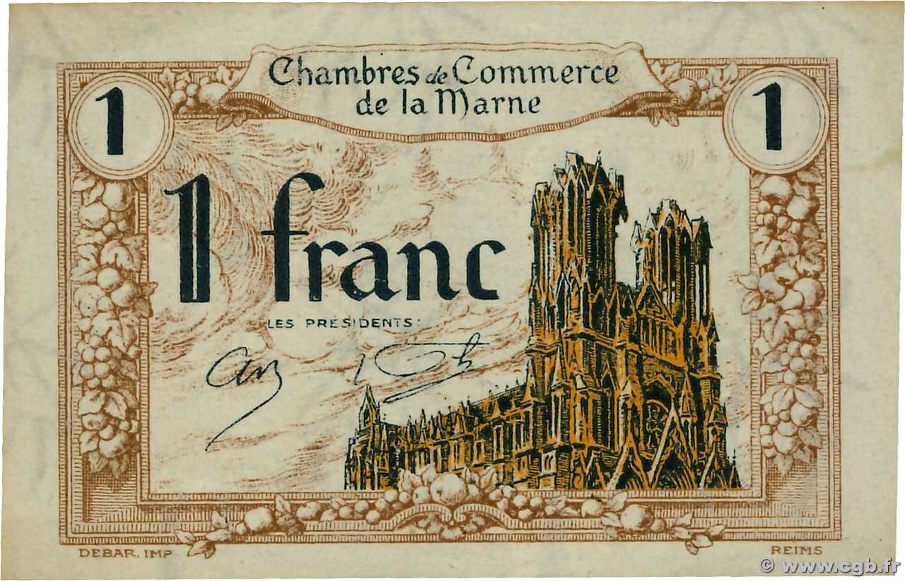 1 Franc FRANCE régionalisme et divers Chalons, Reims, Épernay 1922 JP.043.02 pr.NEUF