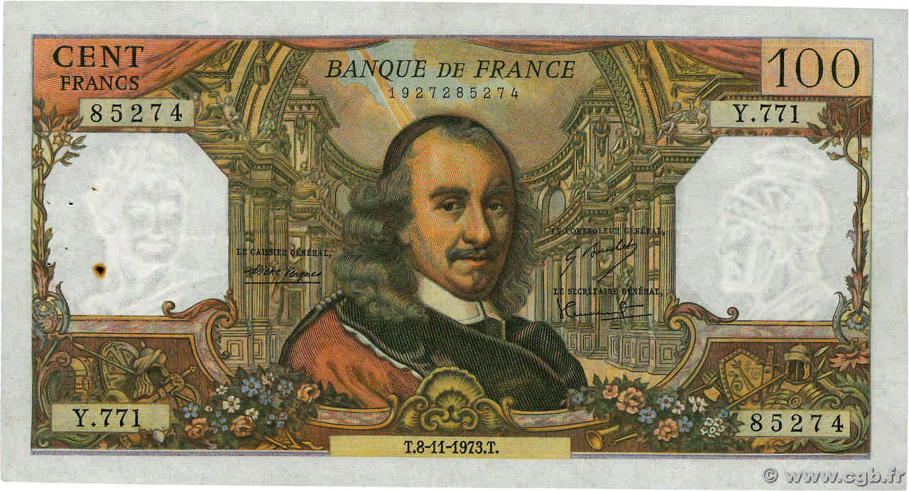 100 Francs CORNEILLE FRANCE  1973 F.65.44 TTB