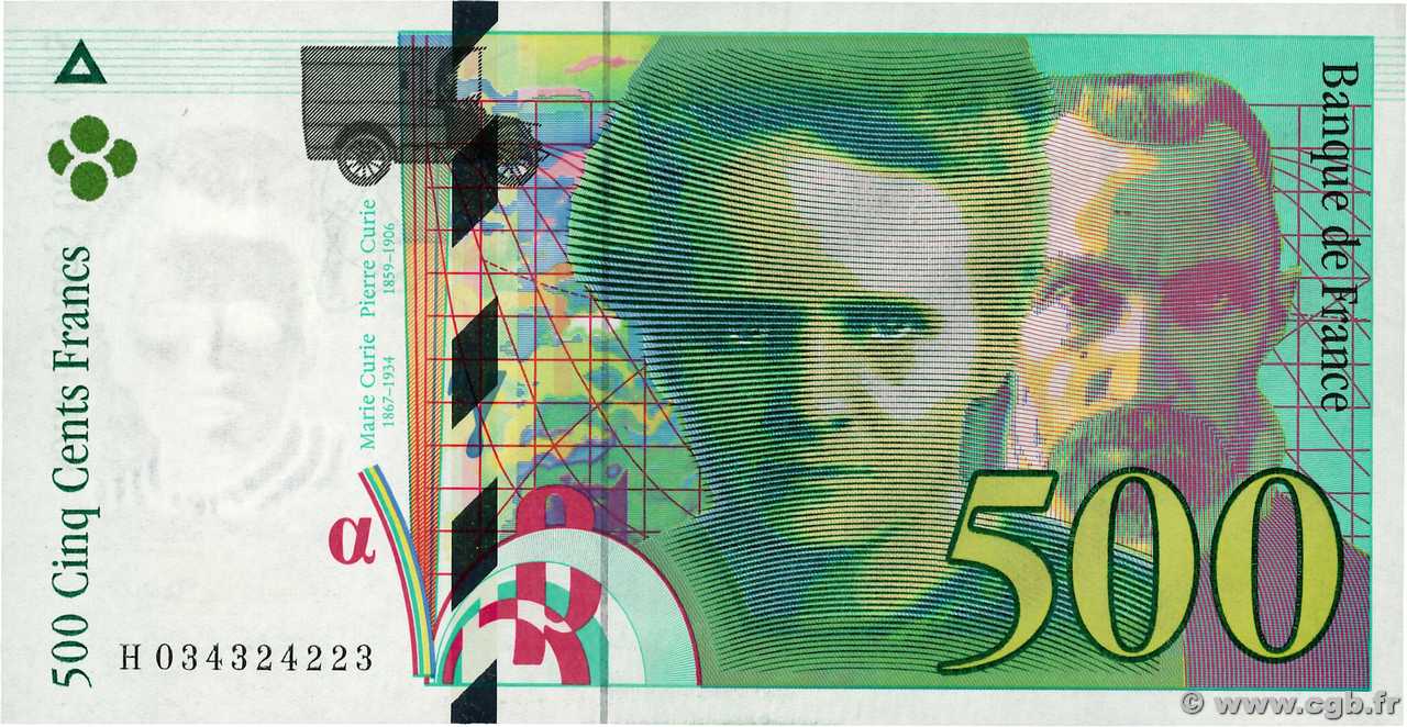 500 Francs PIERRE ET MARIE CURIE FRANCE  1995 F.76.02 SPL+